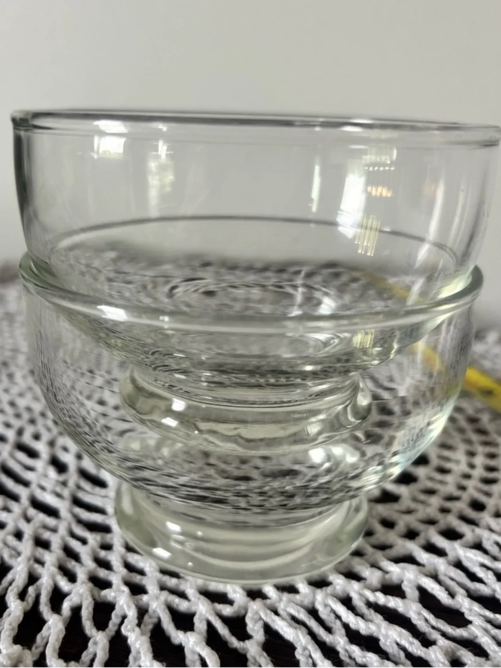 Vintage Clear Glass Footed Dessert Bowls 2.5” Tall 3.5” • set of 2